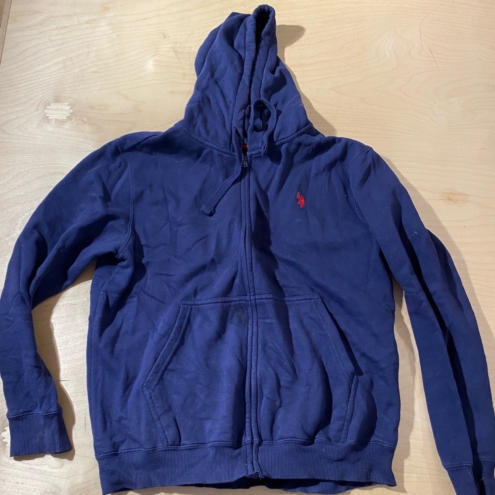 U.S. Polo Assn. Dark Blue Hoodie Jacket with Red Accent Large (PF)